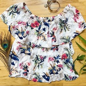 American Eagle Floral Over the Shoulder Shirt